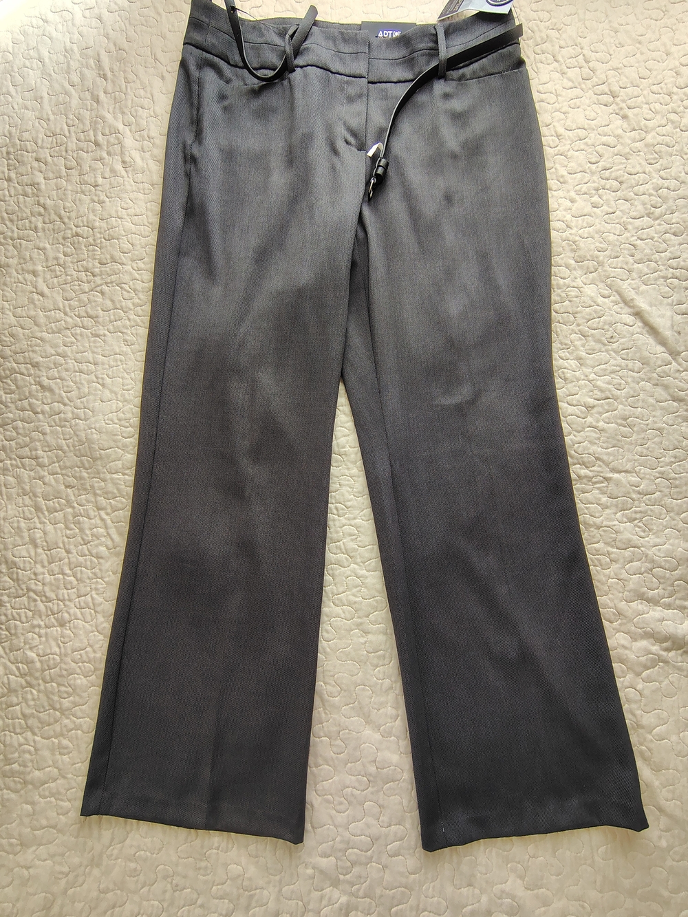 NWT Apt. 9 Mid Rise Straight Leg Trouser Dress Pants Belted Gray Size 16